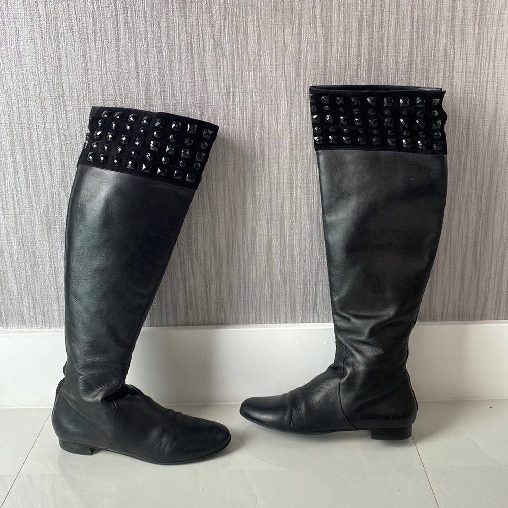 Valentino Black Leather Knee-high Boots